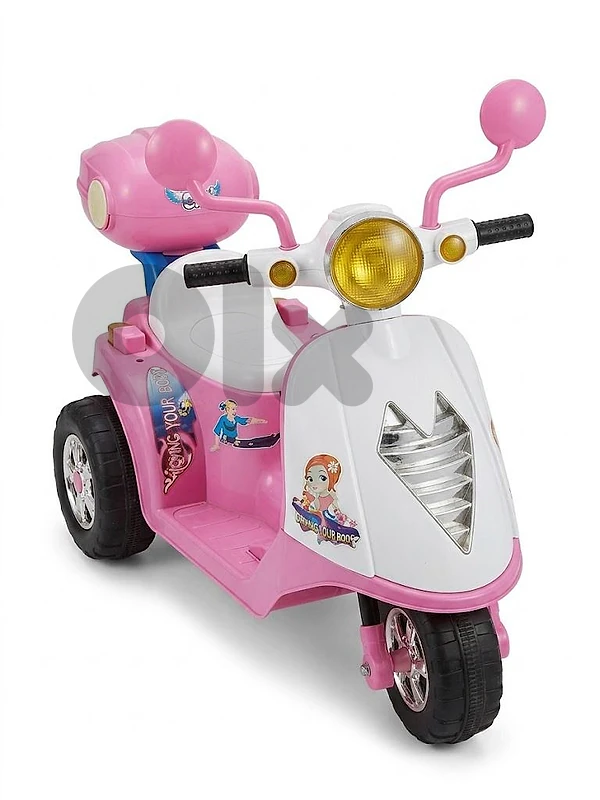 Kids electric pink vespa-style ride-on tricycle motorcycle