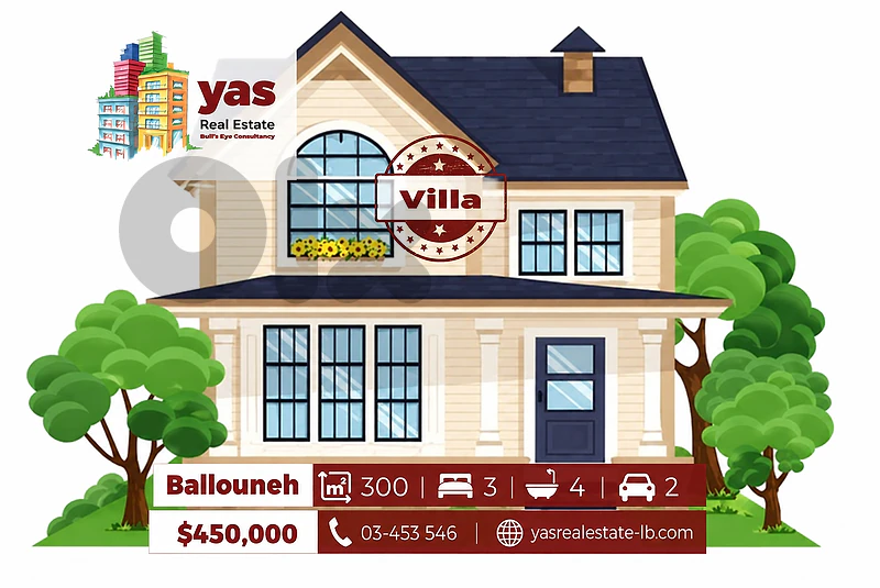Ballouneh 300m2 Villa | 80m2 Garden | Well Maintained | Private Street