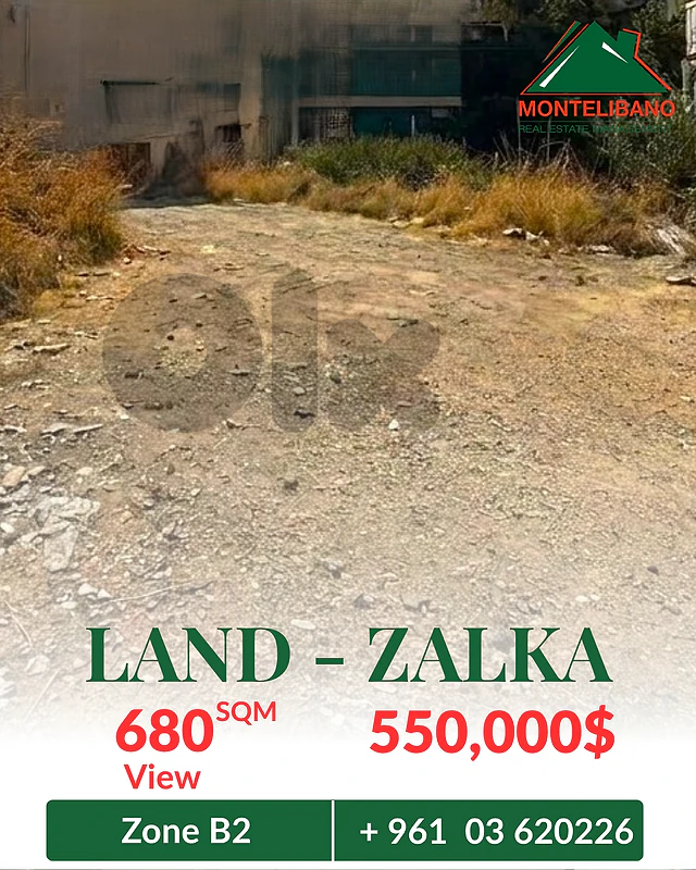 680 sqm Land For Sale in Zalka زلقا with View