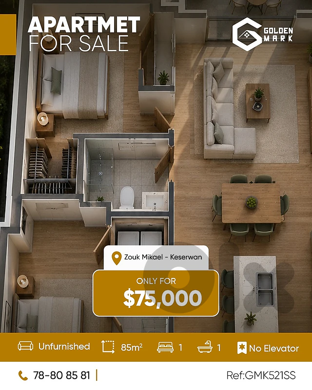 GMK521SS-Apartment For Sale In  Zouk Mikael - شقةللبيع في زوق مكايل