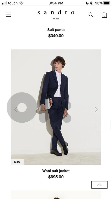 2-piece Sandro Paris Wool Suit - Size 46 (S)