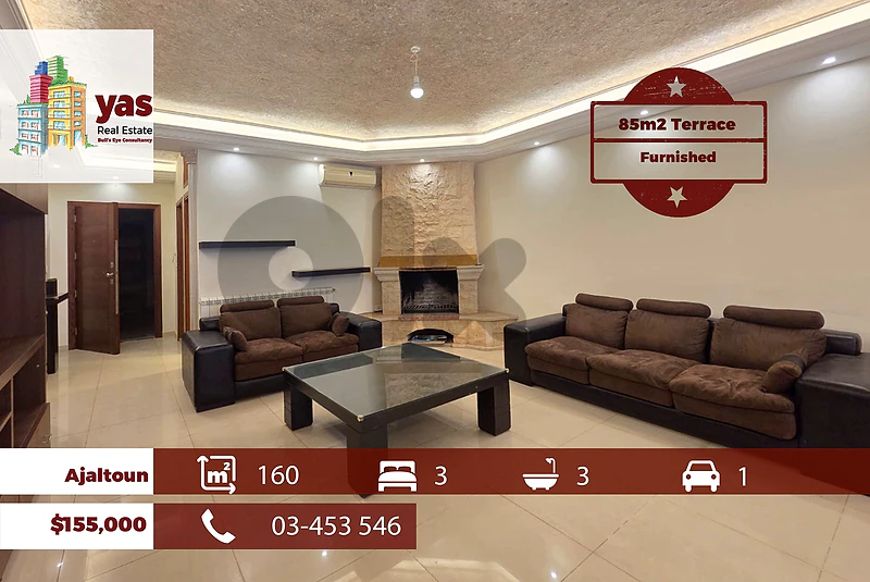 Ajaltoun 160m2 | 85m2 Terrace | Decorated | Calm Street | TO