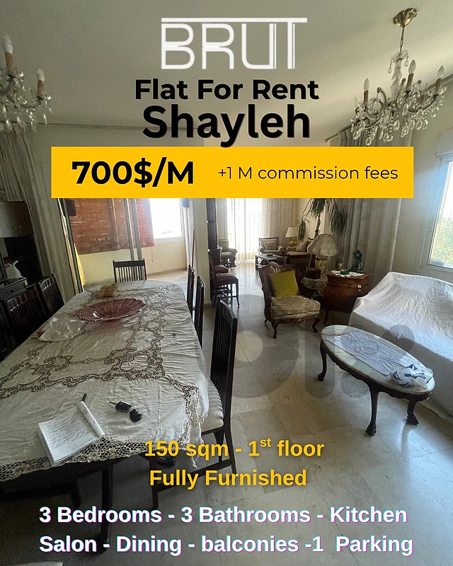 150 Sqm Fully Furnsihed apartment for rent in Sheileh