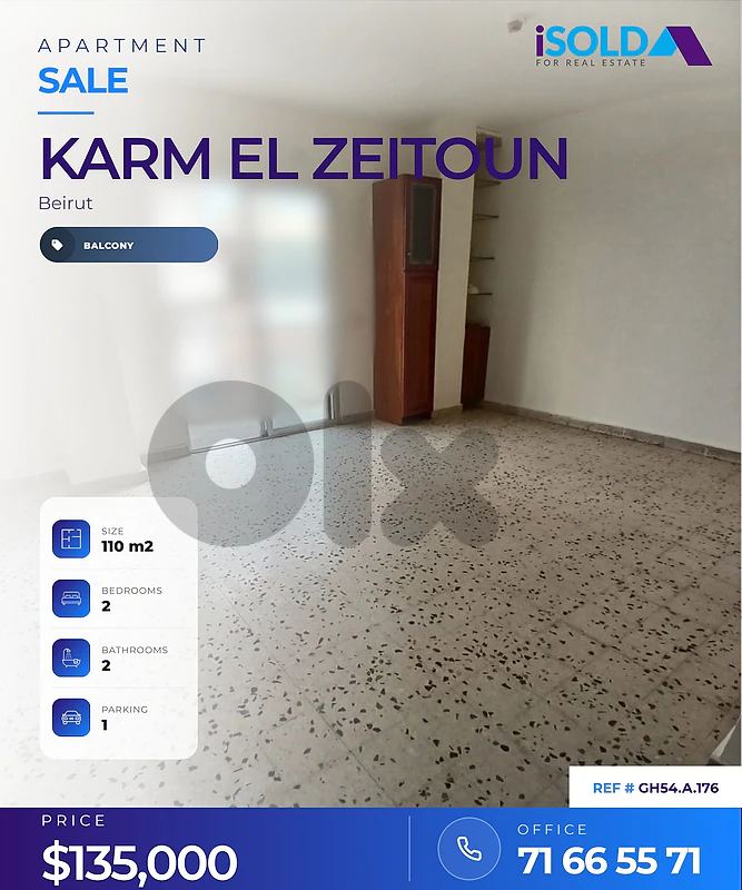 A 110 m2 apartment for sale in Karm el Zeitoun