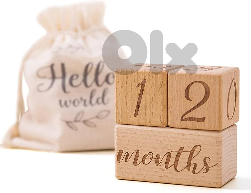 baby milestone wooden blocks