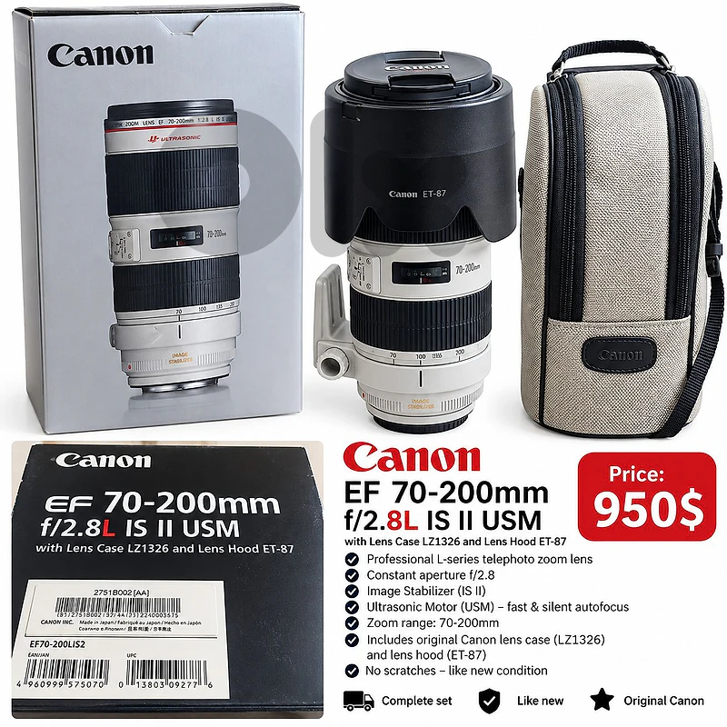 Canon EF 70–200mm f/2.8L IS II USM for sale, super clean