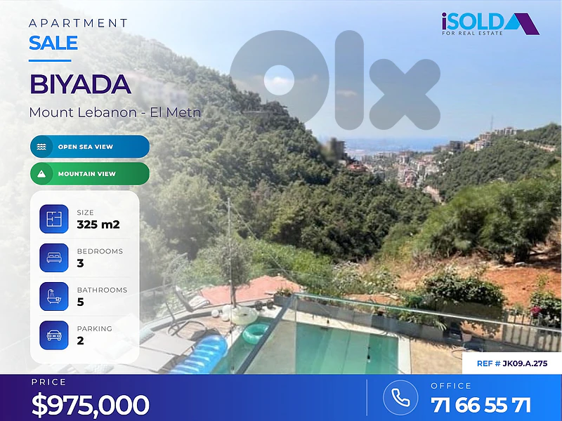 A 325 m2 apart+terrace+open mountain/sea view 4sale in Biyada