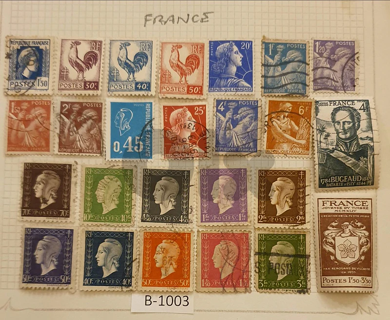 France 1940's-1950's old 25 stamps Lot # B-1003