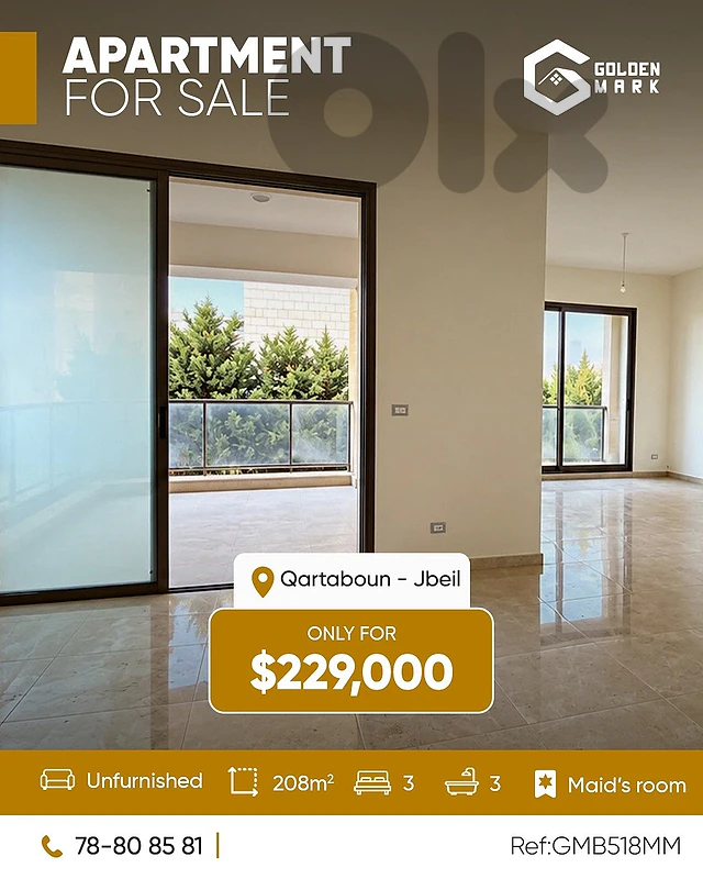 GMB518MM - Apartment For Sale in Qartaboun - شقة للبيع في قرطبون GMB518MM - Apartment For Sale in Qartaboun - شقة للبيع في قرطبون