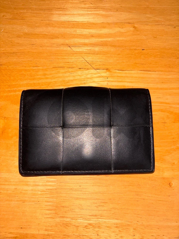 Bottega Veneta Wallet - Black Intrecciato - Authentic by