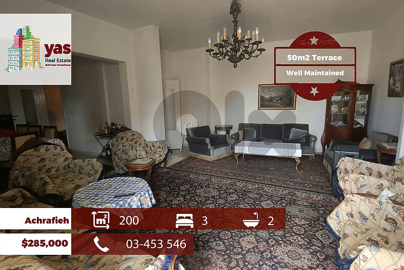 Achrafieh 200m2 | 50m2 Terrace | Well Maintained | Calm Street | AA