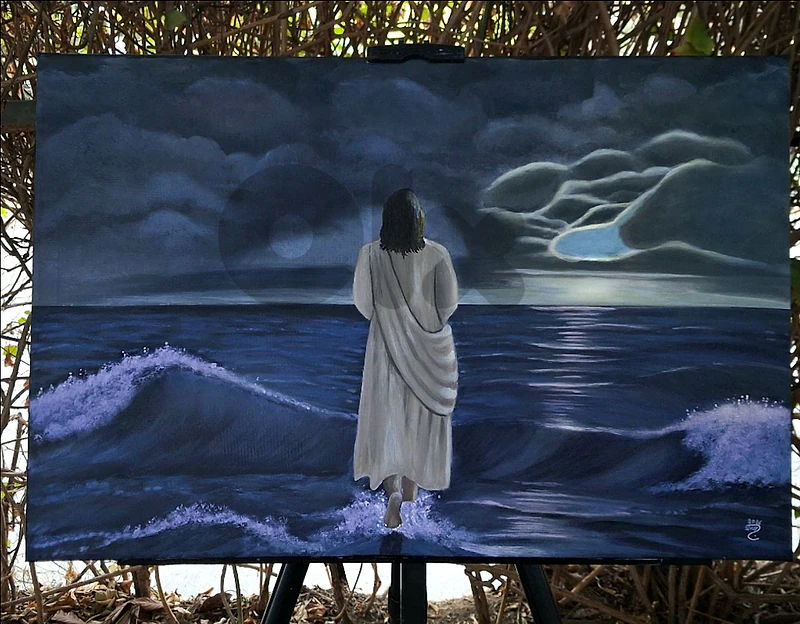 painting of jesus walking on water لوحة يسوع و هو يمشي عالماء