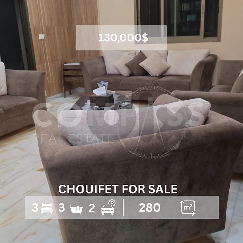 Apartment for sale in Choueifet 220 sqm with 80 sqm terrac