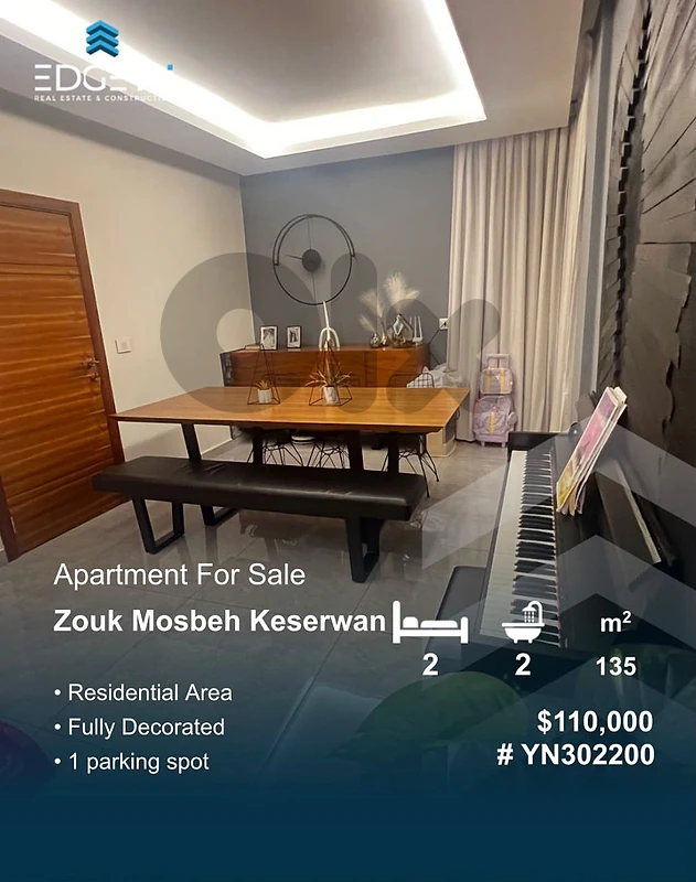 Apartment For Sale | Zouk Mosbeh Keserwan

Ref: #YN302200