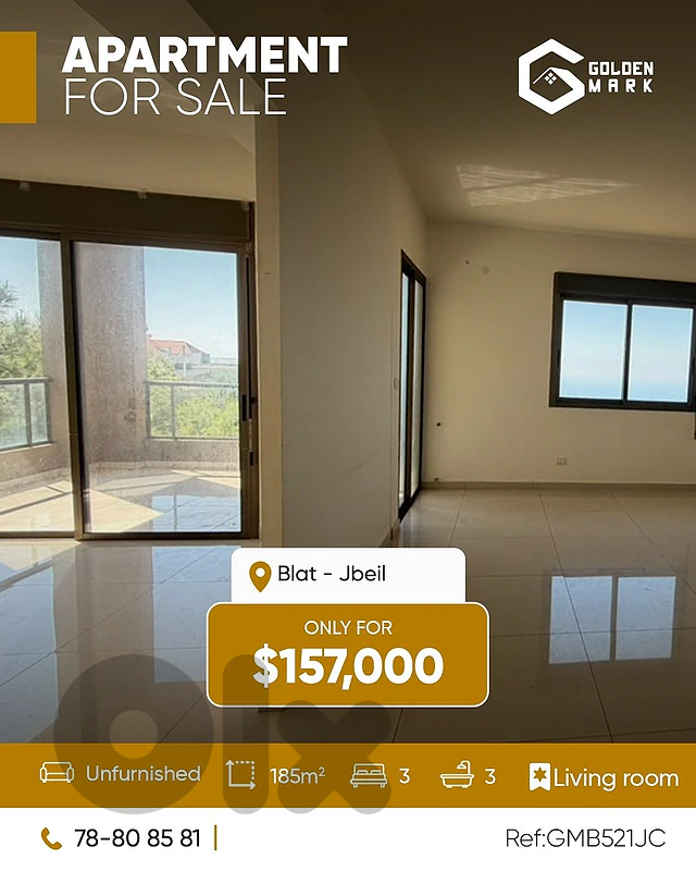 GMB521JC - Apartment For Sale In Blat - Jbeil  - شقة للبيع في بلاط -
