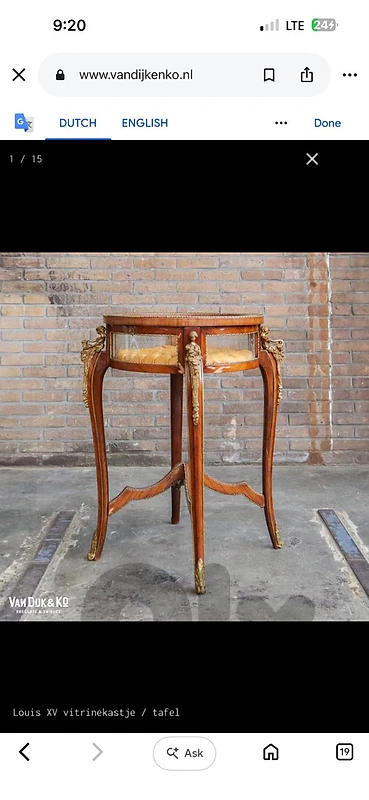Antique frensh Table vetrine Louis XV bronze