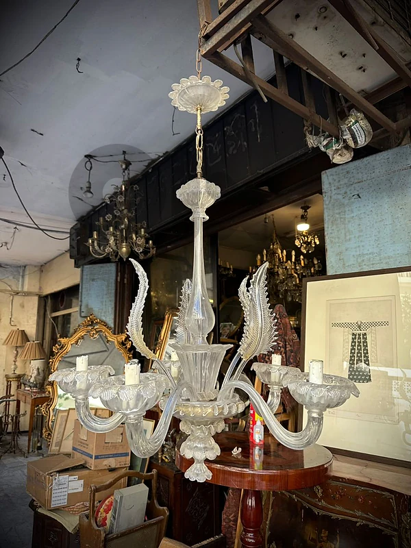 Murano glass chandelier salon 5 branches original