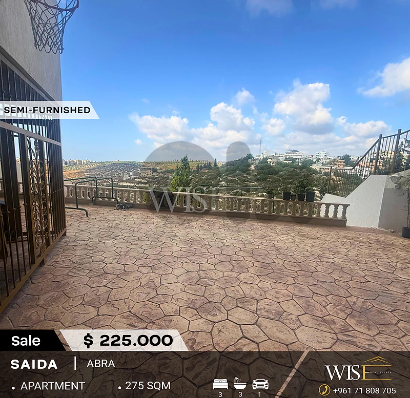 🏠 275 SQM Semi-Furnished Apartment for SALE in Abra – Saida!