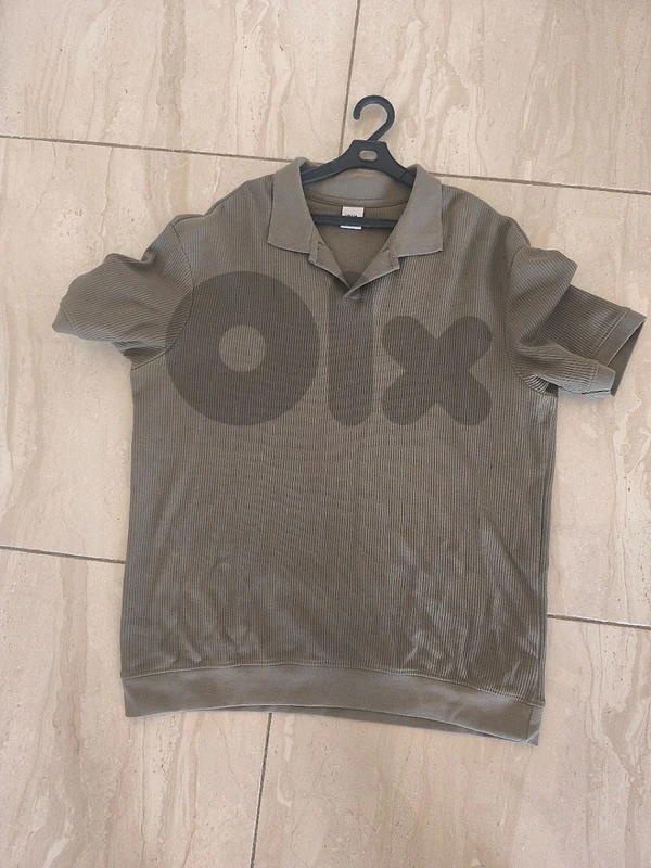 blue and olive green t shirt