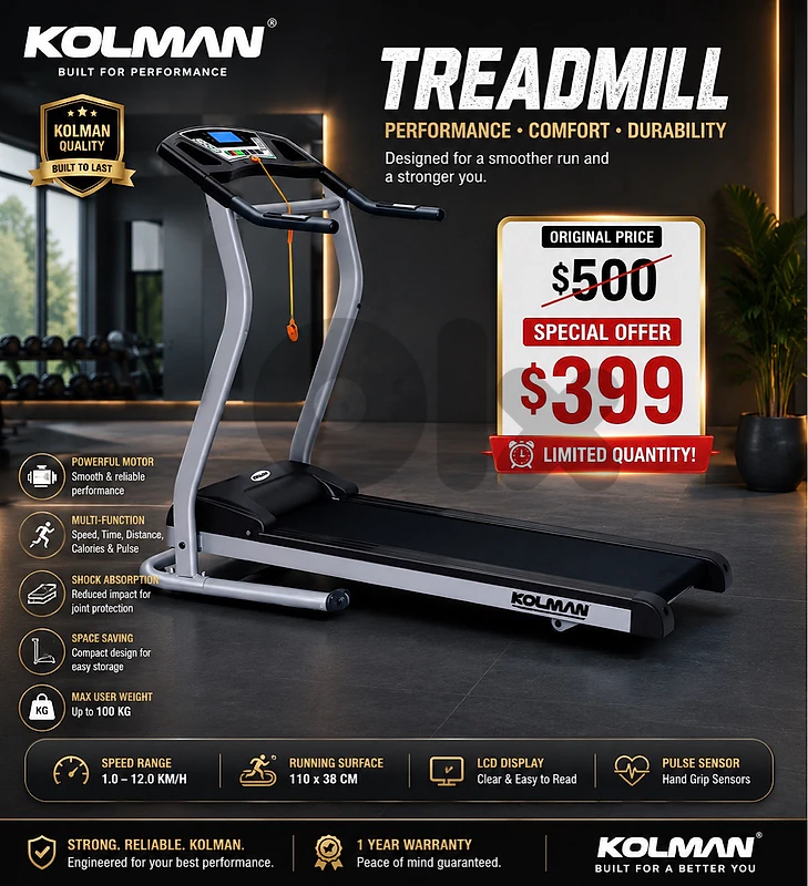 Kolman Treadmill-2HP كفالة شركة