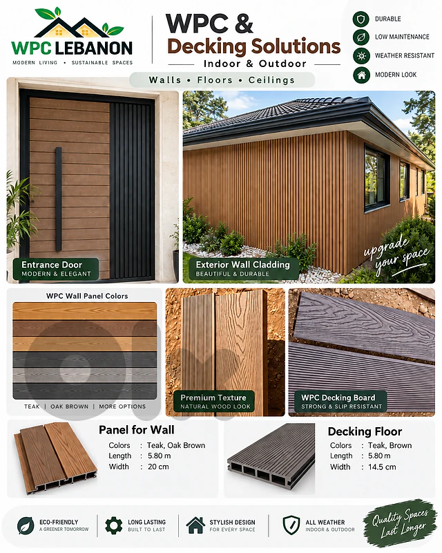 WPC Lebanon | WPC Wall Panels | Decking Floor | Outdoor Decking |