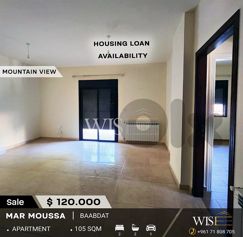 🏠 105 SQM Apartment for SALE in Mar Moussa - Baabdat!
