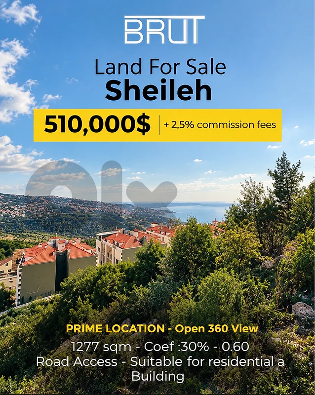 Prime location Land for sale in Sheileh Keserwan-Panoramic