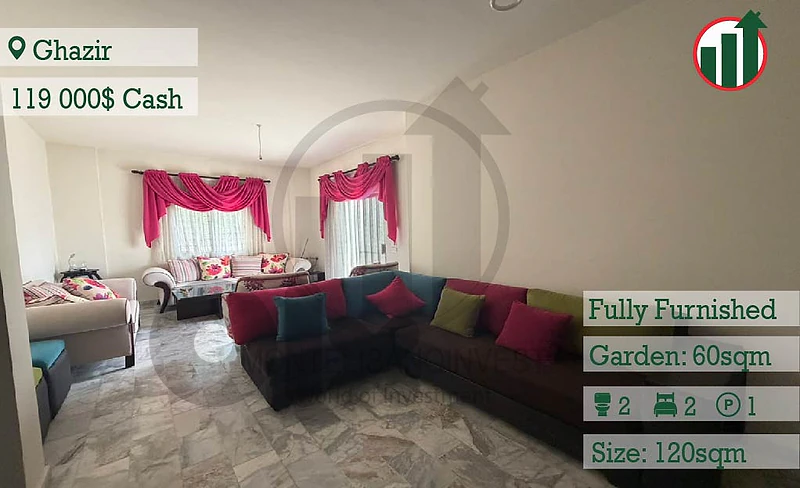 Fully Furnished Apartment For Sale in Ghazir with Private Garden !!