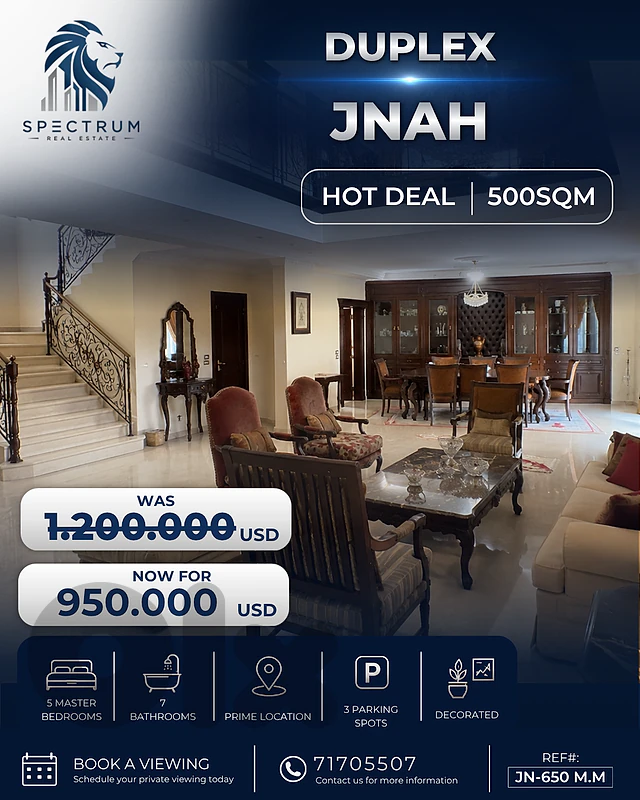 SPACIOUS DUPLEX IN JNAH PRIME | 500SQ | 5 MASTER BEDS | JN-650 M.M