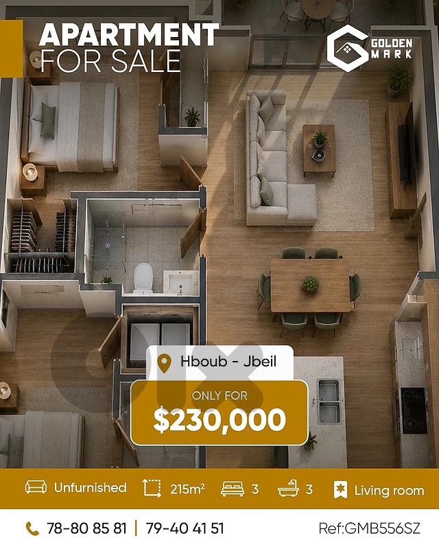 GMB556SZ - Apartment For Sale In Hboub - شقة للبيع في حبوب