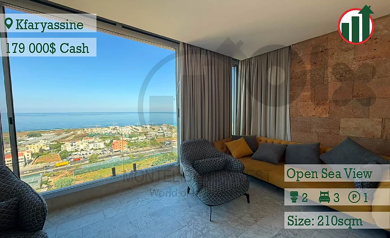Apartment for Sale in Kfaryassine With Open Sea View !!