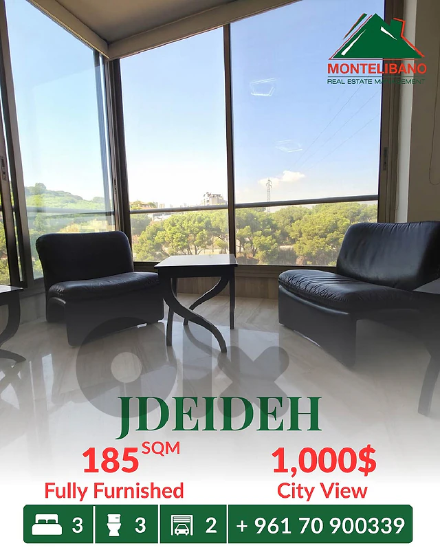 185 sqm Apartment For Rent in Jdeideh جديدة with City View