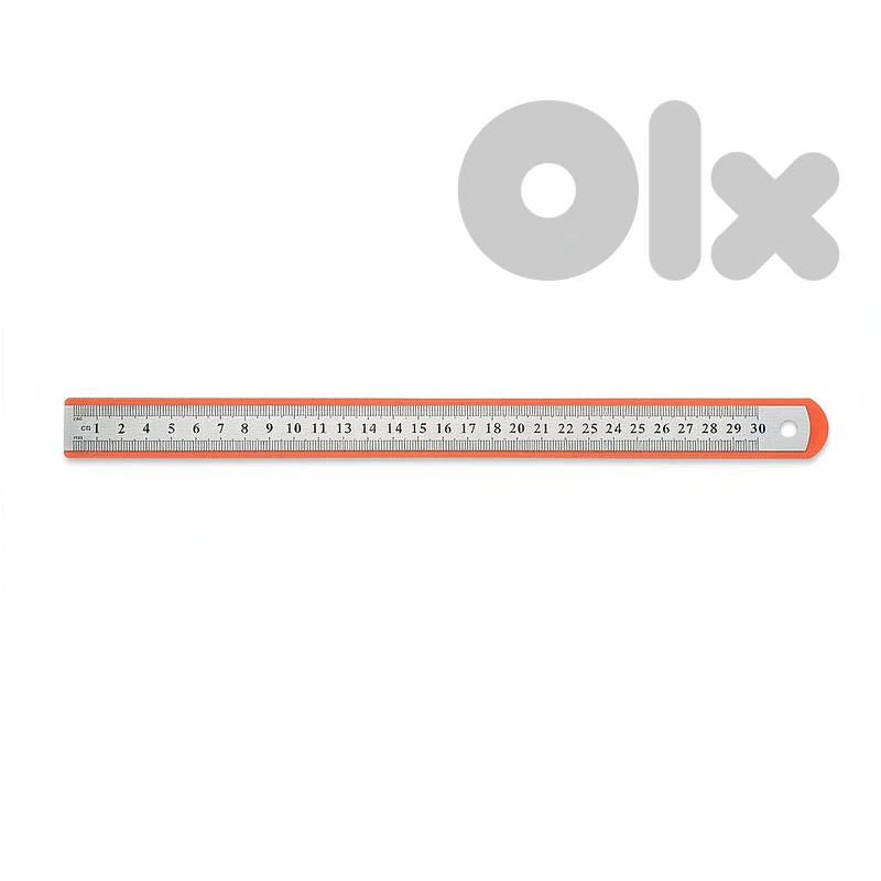 Stainless Steel 30 cm Ruler with Orange Border Case