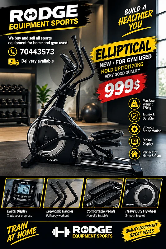 Elliptical new for gym used hold up to 170kg very good quality 
999$