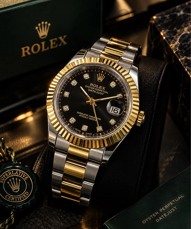 Rolex Datejust – Two-Tone Gold & Silver | Black Diamond Dial |