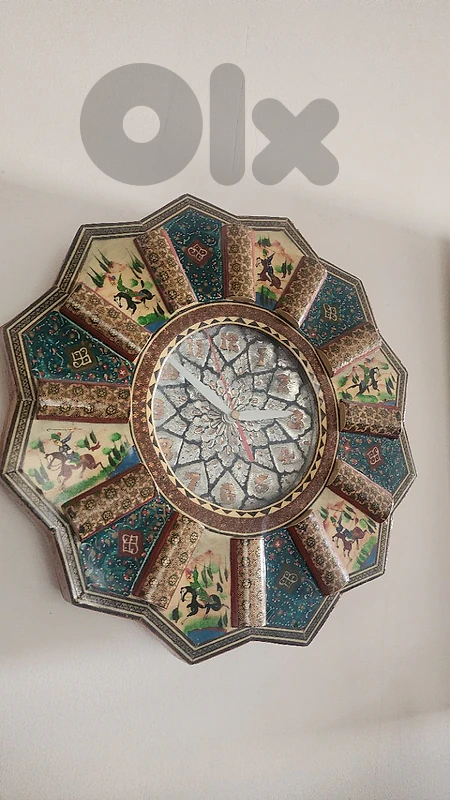 Authentic Persian Khatam Kari Wall Clock - Handcrafted