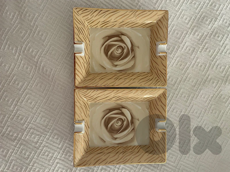 vintage porcelain rose cigarette ashtray dish