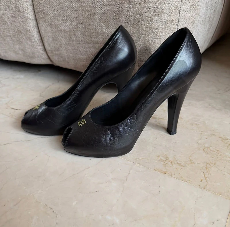 Chanel original authentic black heel shoes