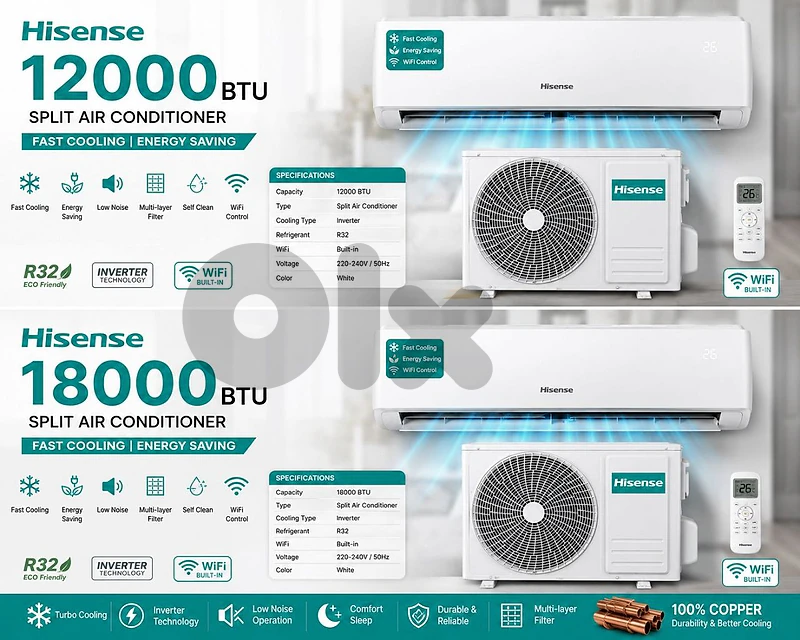 ac inverter hisense 9000btu 12000btu 18000btu