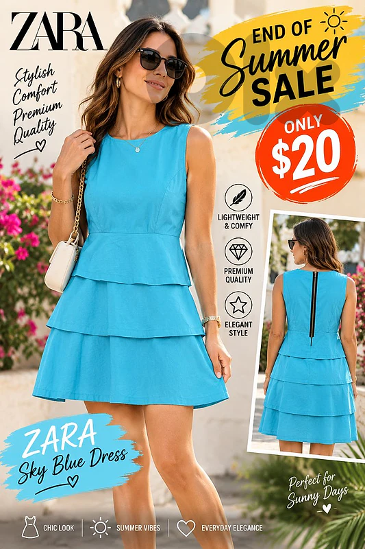 Zara dress sky blue