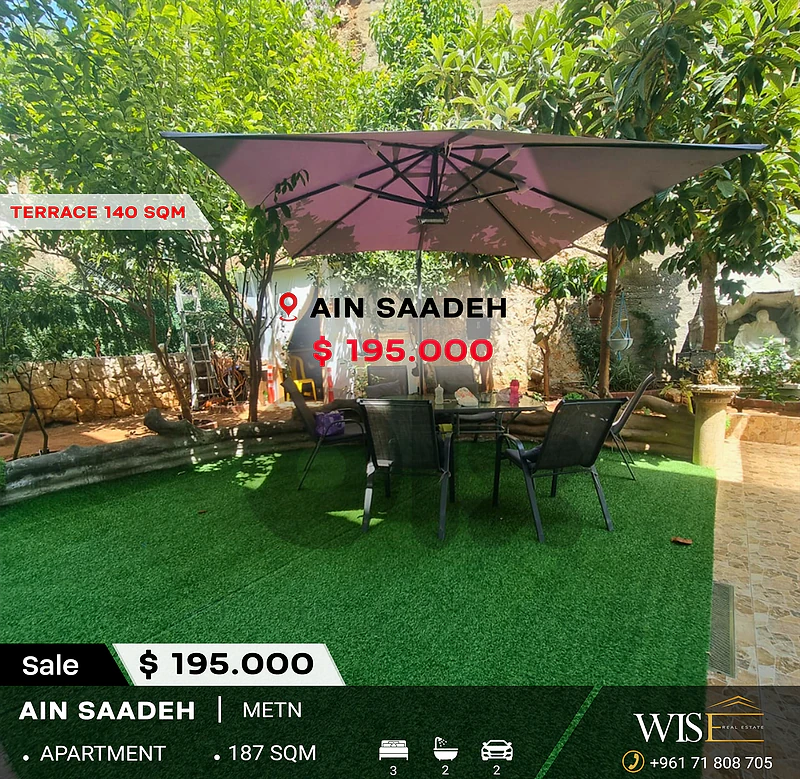 🏡 187 SQM Apartment with Terrace for SALE in Ain Saadeh!