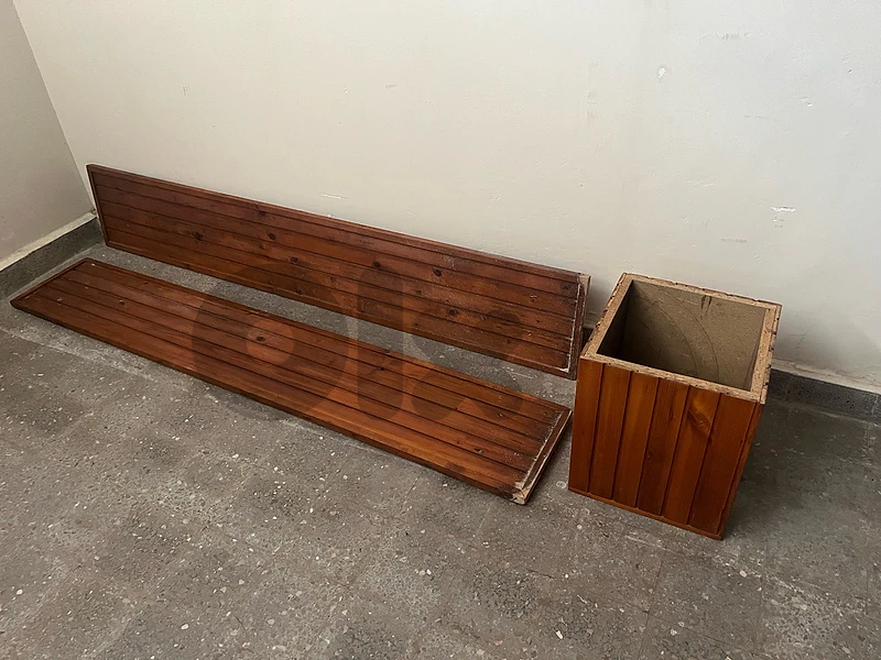 Wooden Planter Box + 2 Matching Wooden Wall Panels