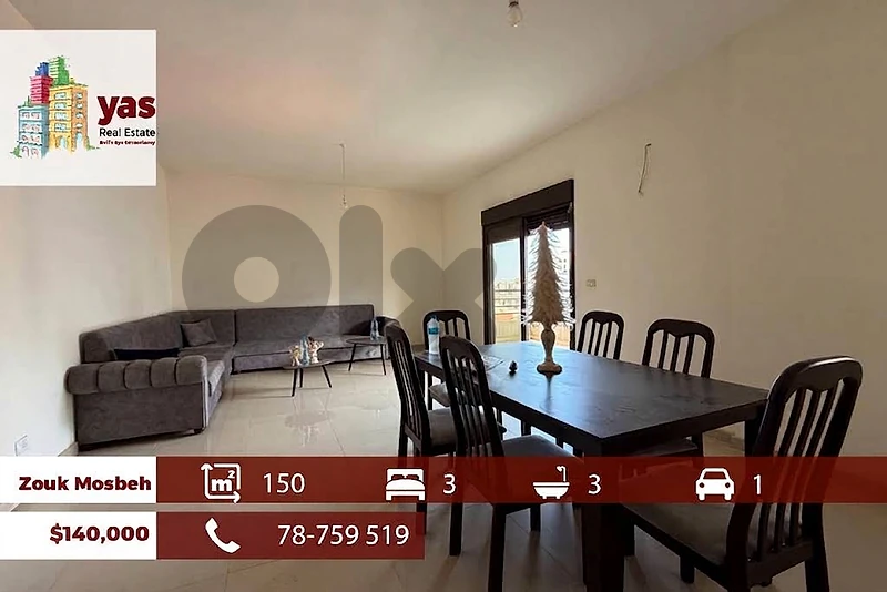 Zouk mosbeh 150m2 | Well Maintained | Calm Area | Prime Location | EH