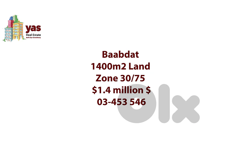Baabdat 1400m2 | Land | Coeff 30/75 |  Ideal investment  |TCH