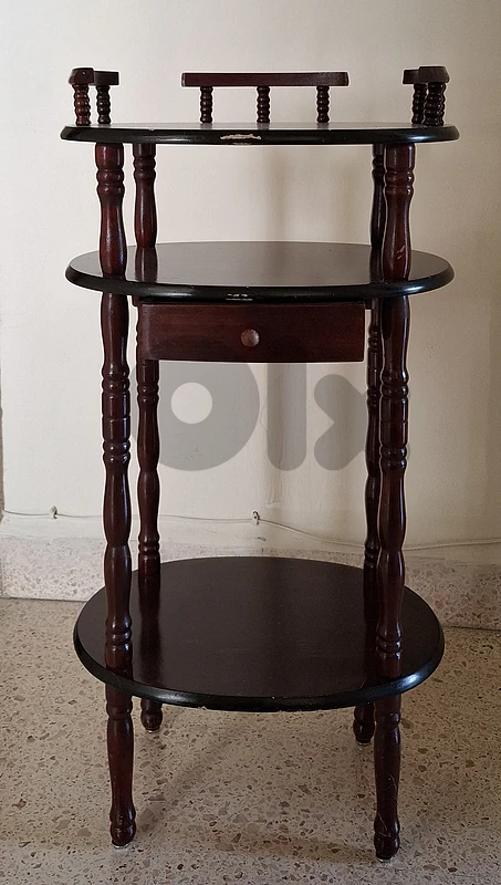 vintage 3-tier wooden telephone stand
