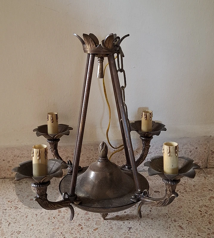 antique multi-light bronze/copper chandelier