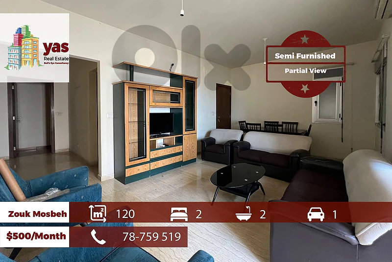 Zouk mosbeh 120m2 | Semi Furnished | Rent | Calm Area  RH