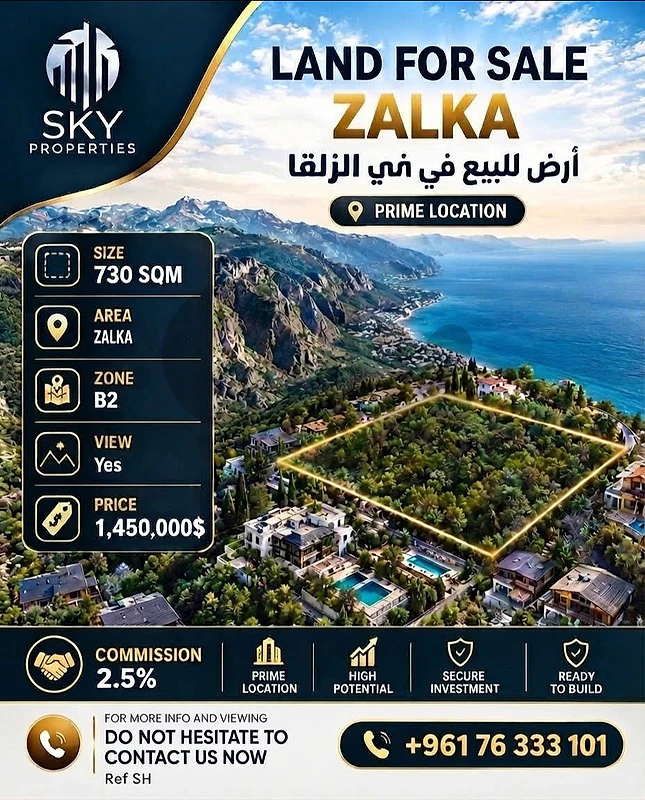 Land For Sale Zalka | Prime Location | View| Zone B2