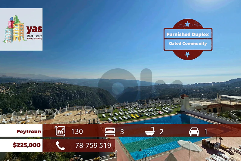 Feytroun 130m2 | Furnished Duplex | Gated Community | Open View  |DA