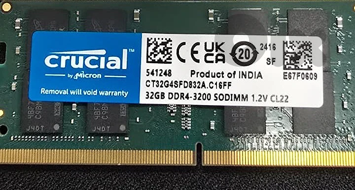 Crucial 32GB DDR4 3200MHz Laptop RAM (SO-DIMM 1.2V CL22)